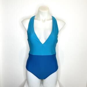 Summersalt The Deep Dice One Piece Swimsuit Womens 6 Blue Color Block